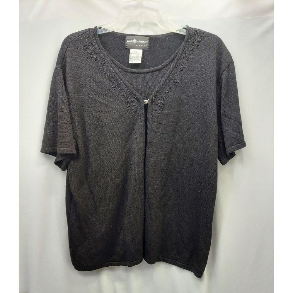 Women's L Black Embroidered Cardigan-M2